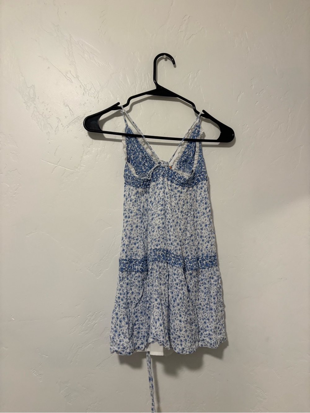 Blue and White Floral Tiered Grey Bandit Sundress